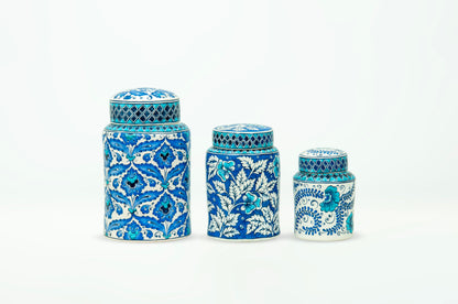 BLUE &amp; BLANC CUP SET WITH LID