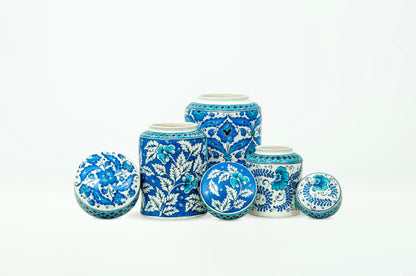 BLUE &amp; BLANC CUP SET WITH LID
