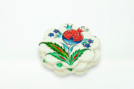 4-Piece Pomegranate Patterned Coasters